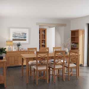 Table à manger rectangulaire en bois de chêne blond 130 cm CRUZ